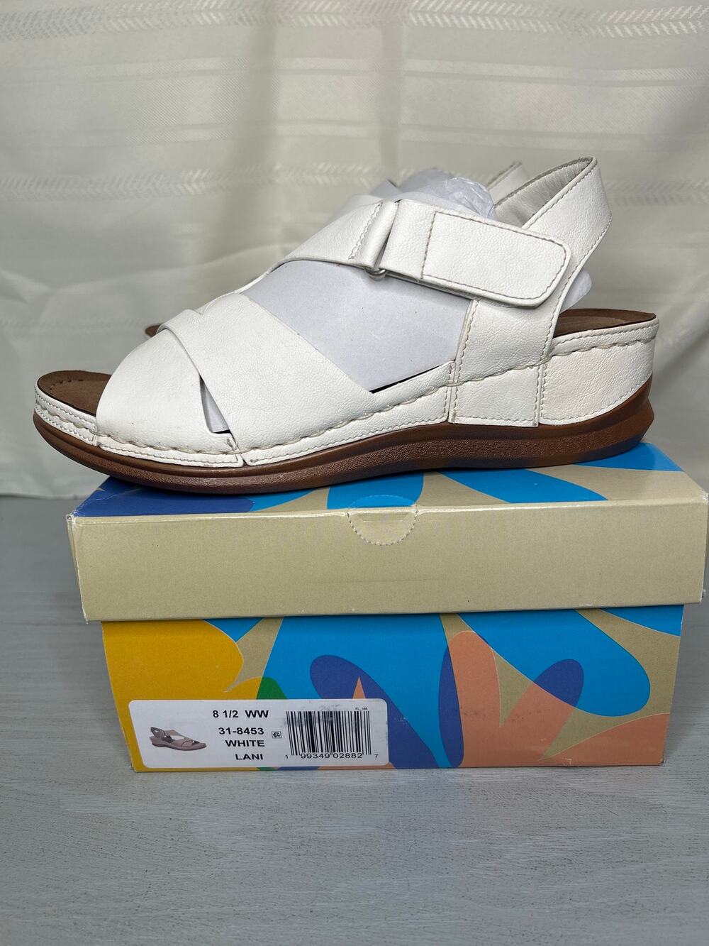 Easy Street Lani Womens Comfort Wedge Sandals White Size 8.5 WW